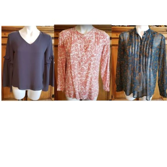 ANN TAYLOR LOFT (Lot of 3) dressy blouses XS EUC - Picture 1 of 13